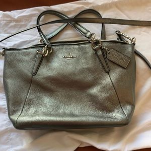 Coach silver leather handbag